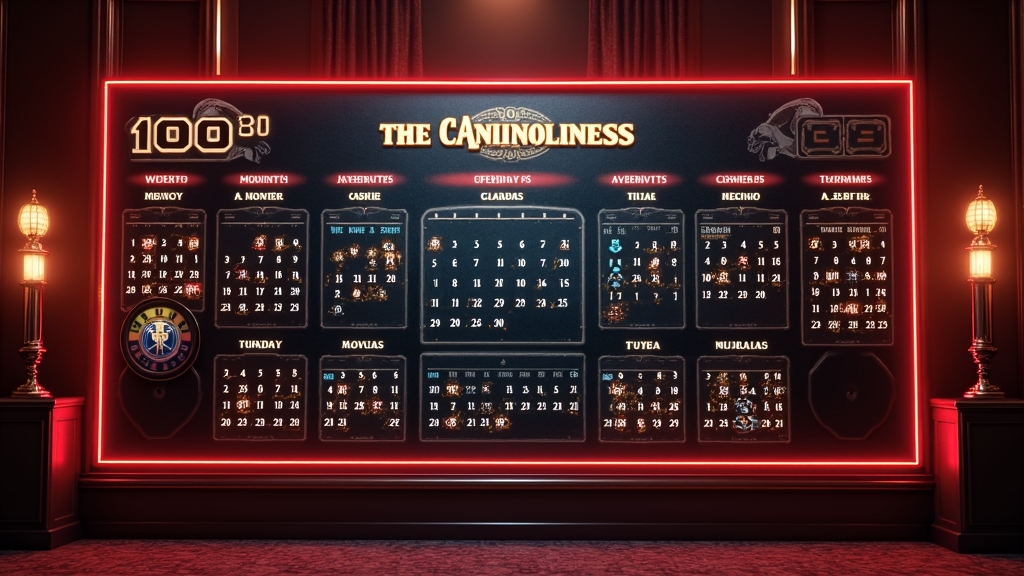 Calendario promozionale mensile con tornei e premi in un casinò